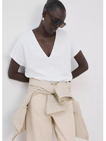 MANGO - V-Neck Cotton T-Shirt WHITE