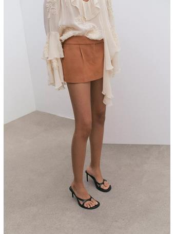MANGO - Mini-Skirt with Pleats LT PASTEL BROWN