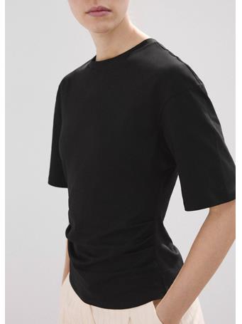 MANGO - Cotton T-Shirt with Pucker Detail BLACK