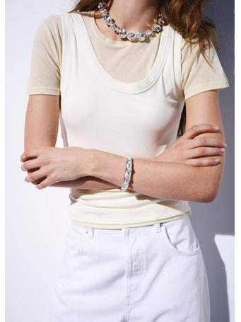 MANGO - Rigid Bangle with Crystal Appliqués LT PASTEL GREY