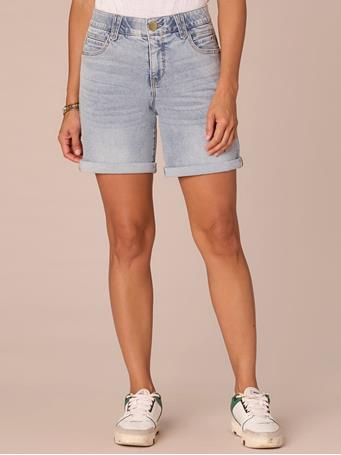 DEMOCRACY - "Ab"solution Mid-Rise 7-Inch Inseam Shorts with Roll Cuff LIGHT BLUE