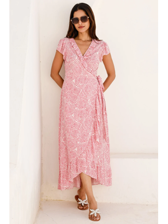 ASPIGA - Demi Ecover Wrap Dress WHITE/PINK