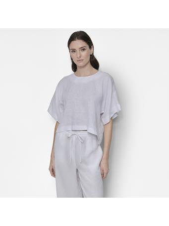 DONNA KAREN - Round Neck Short Sleeve Top WHITE