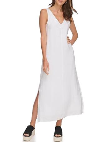 DKNY - Lightweight Linen Maxi Dress WHITE
