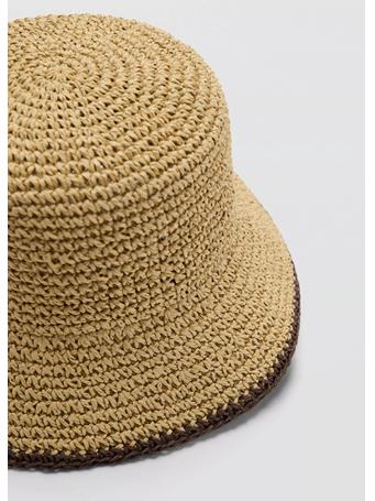 MANGO - Natural Fibre Bucket Hat DARK BROWN