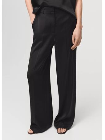 MANGO - Satin Straight-Fit Trousers BLACK