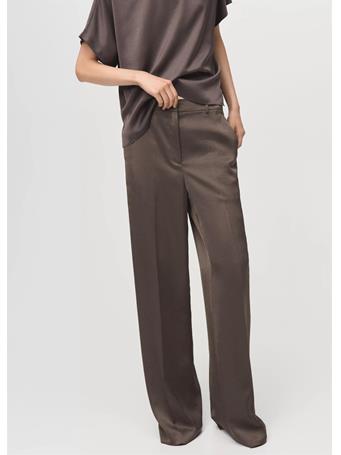 MANGO - Satin Straight-Fit Trousers DARK GREY