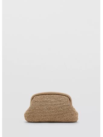 MANGO - Natural Fiber Clutch Bag LIGHT BEIGE