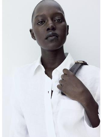 MANGO - Pocket Linen Shirt NATURAL WHITE