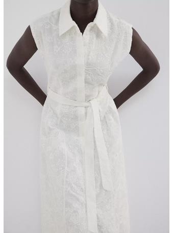 MANGO - Embroidered Belt Dress NATURAL WHITE