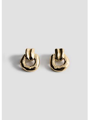 MANGO - Embossed Hoop Earrings GOLD