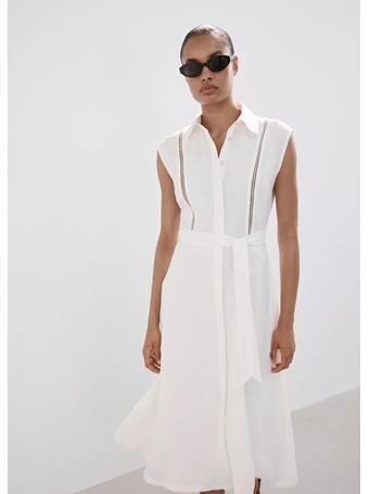 MANGO - Linen Shirt Dress with Bow NATURAL WHITE