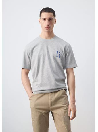 MANGO - 100% Cotton Printed T-shirt GREY