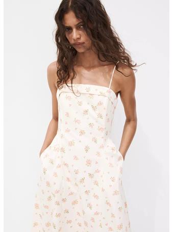 MANGO - Floral-Print Flared Dress NATURAL WHITE