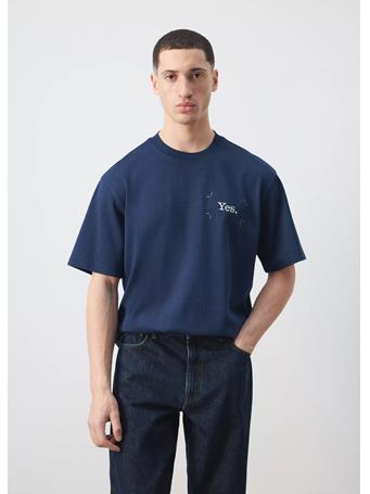 MANGO - 100% Cotton Printed T-shirt BLUE