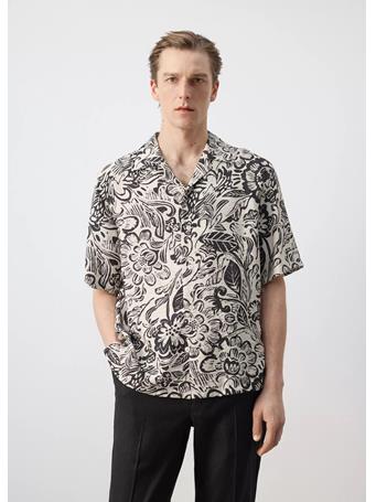 MANGO - Printed Flowing Shirt With Bowling Collar BEIGE