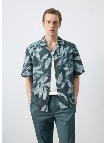 MANGO - Regular-fit Printed Shirt PETROL