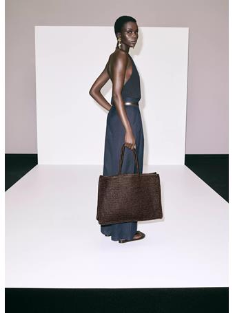 MANGO - Natural Fibre Tote Bag DARK BROWN