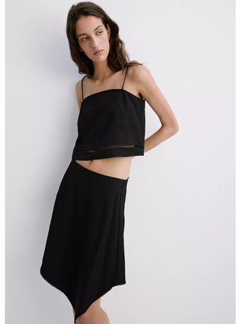 MANGO - Top with Straps and Buttons BLACK