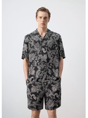 MANGO - Regular-fit Printed Shirt BLACK