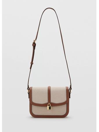 MANGO - Contrasting Canvas Shoulder Bag MEDIUM BROWN