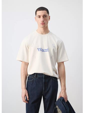 MANGO - 100% Cotton Printed T-shirt OFF WHITE