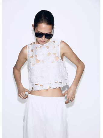 MANGO - Embroidered Broderie Anglaise Top NATURAL WHITE
