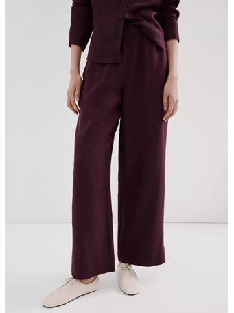 MANGO - Straight Linen-Blend Trousers DARK PURPLE