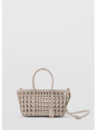 MANGO - Braided Handbag NATURAL WHITE