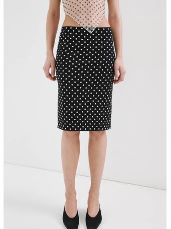 MANGO - Polka Dots Midi Skirt BLACK