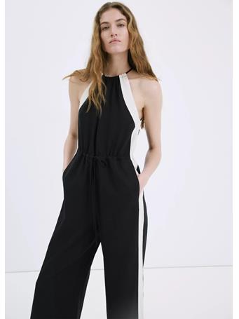MANGO - Linen Halter Jumpsuit BLACK