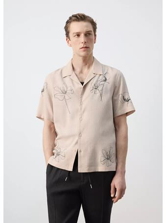 MANGO - Embroidered Detail Regular Fit Shirt BEIGE