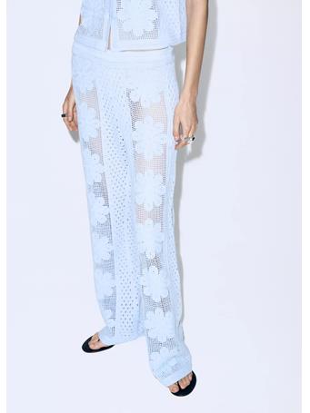 MANGO - Broderie Anglaise Straight-Leg Trousers MEDIUM BLUE