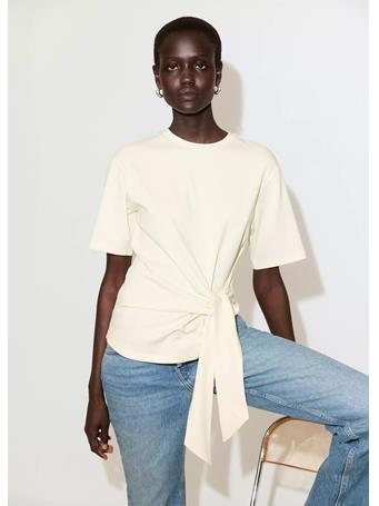 MANGO - Cotton T-shirt with Side Bow LT YELLLOW