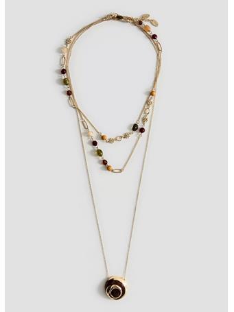 MANGO - Contrasting Pendant Necklace GOLD