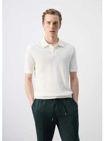 MANGO - Structured Rayon Knit Polo OFF WHITE
