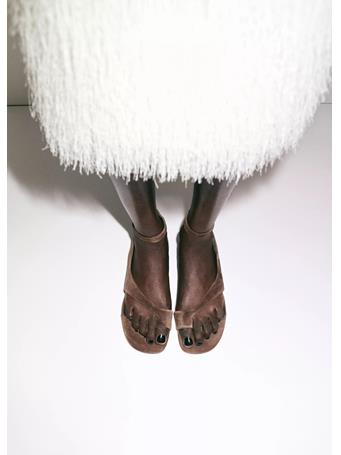 MANGO - Leather Straps Sandals DARK BROWN