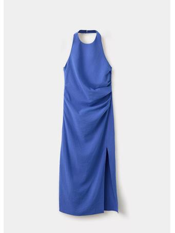 MANGO - Draped Halter Dress MEDIUM BLUE