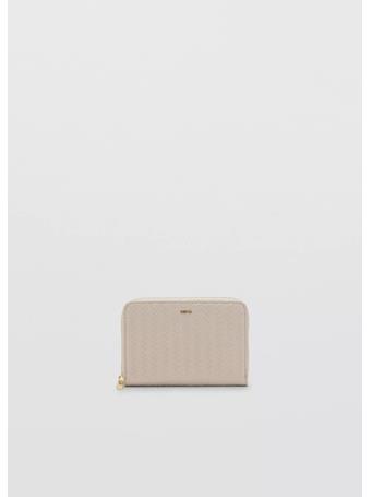 MANGO - Medium Braided Wallet NATURAL WHITE