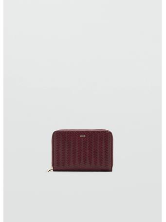 MANGO - Medium Braided Wallet Burgundy