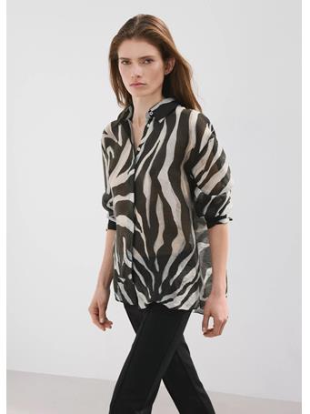 MANGO - Lyocell Printed Shirt BLACK