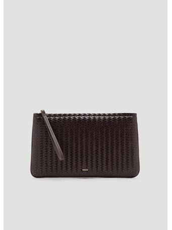 MANGO - Braided Pouch DARK BROWN