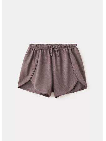 MANGO - Cotton Shorts with Lace Trim MED PURPLE