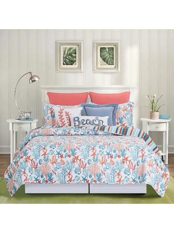 C&F HOME - Tangerine Coast Quilt Set WHITE/AQUA