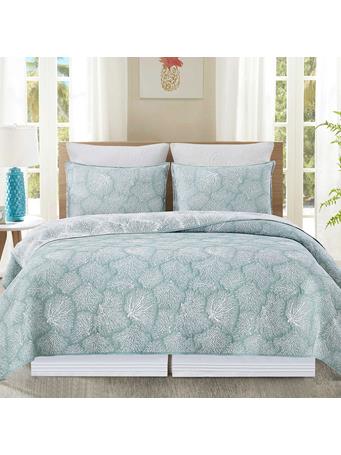 C&F HOME - Seafoam Coral Coverlet Set LIGHT BLUE