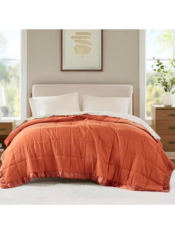 MADISON PARK - Microfiber Twin Summer Blanket ORANGE