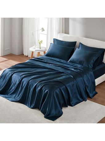MADISON PARK - Satin Luxury 6-Piece Sheet Set MIDNIGHT BLUE