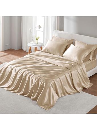 MADISON PARK - Satin Luxury 6-Piece Sheet Set CHAMPAGNE