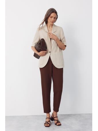 CORTEFIEL - Flowy Textured Pants LIGHT BROWN