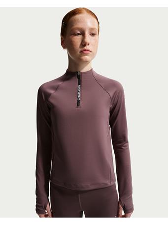 NIKE - Pro Big Kids' (Girls') Dri-FIT Half-Zip Long Sleeve WHITE